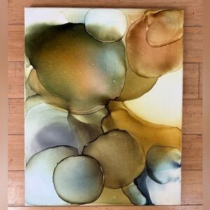 Original Abstract Alcohol Ink Canvas Art in Earth Tones